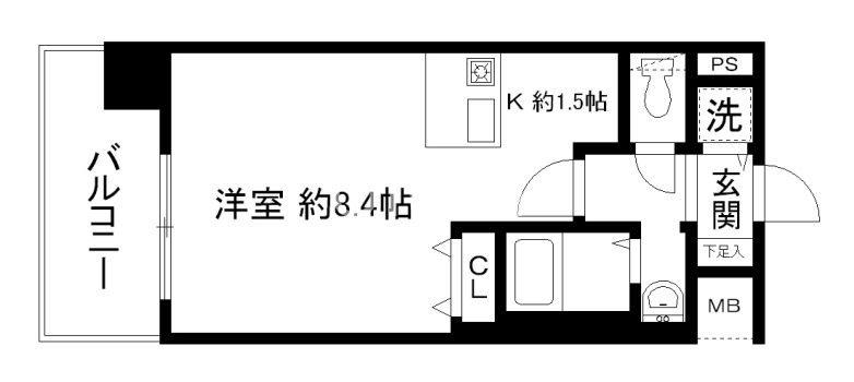プレサンス京都烏丸NEXT(1K/8階)の間取り写真