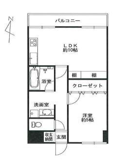 ライオンズマンション芦屋西蔵町(1LDK/4階)の間取り写真