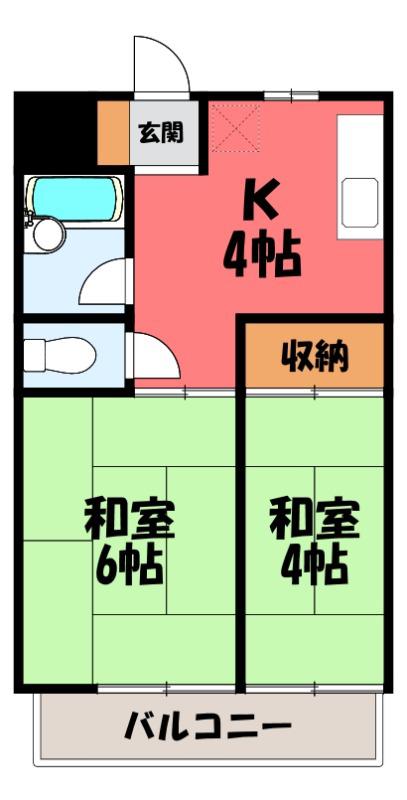 シティーハイツ中川 A(2K/2階)の間取り写真