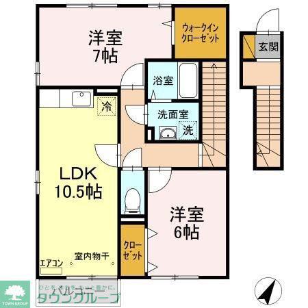 トップV(2LDK/2階)の間取り写真