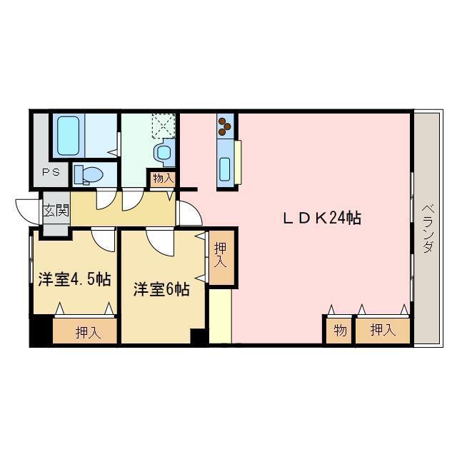 アーバンコート中須賀 弐番館(2LDK/10階)の間取り写真