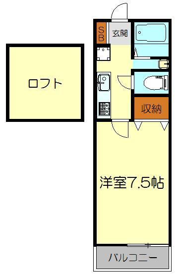 セレーノ吉浦(1K/2階)の間取り写真