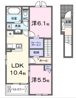 グランドールII(2LDK/2階)の間取り写真