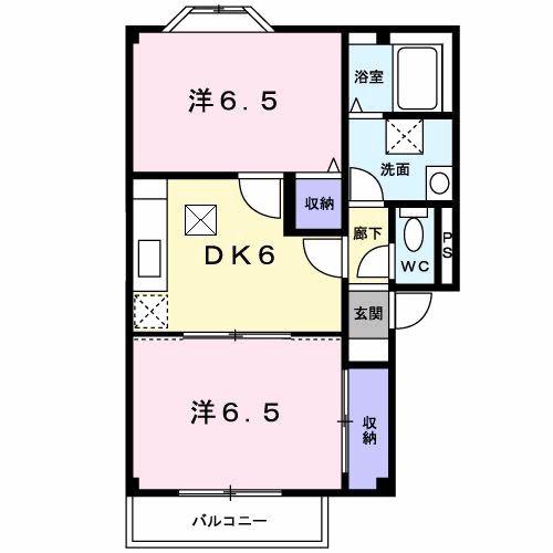 パルコートS(2DK/1階)の間取り写真
