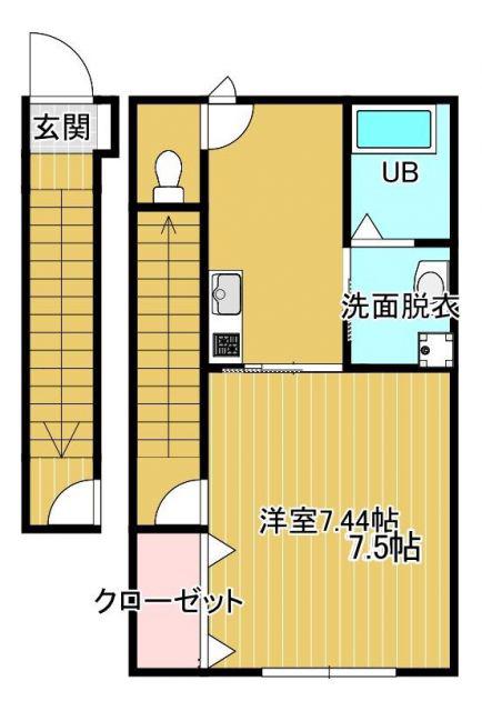 MALLOW B(1K/2階)の間取り写真