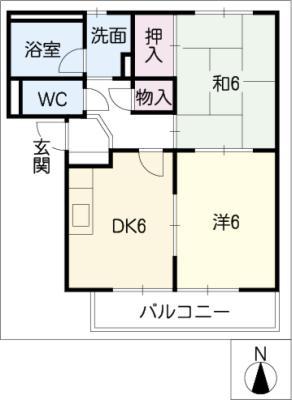 サニーハウス宮腰(2DK/2階)の間取り写真