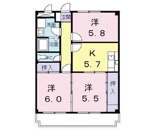 ファミール神明(3K/3階)の間取り写真