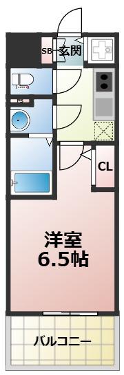 CREST TAPP 大阪イースト(1K/6階)の間取り写真