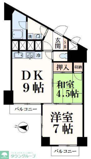 八王子はざま(2DK/10階)の間取り写真