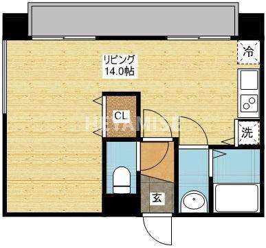 リファレンス浜町(ワンルーム/12階)の間取り写真