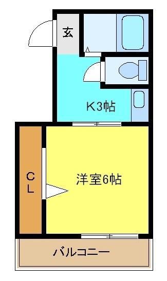 坂中ハイツ(1K/3階)の間取り写真