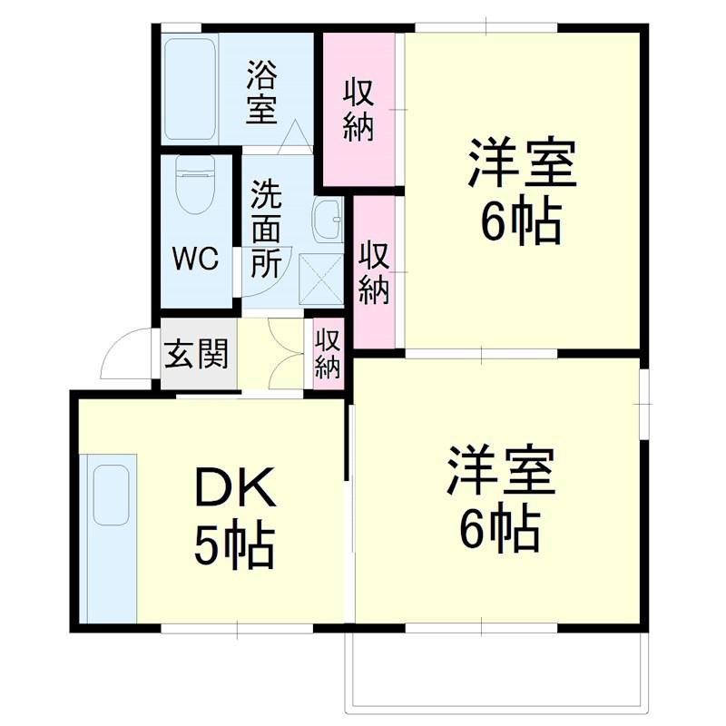 メゾン上の平(2DK/1階)の間取り写真