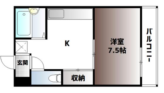 プレアール春日町(1K/5階)の間取り写真