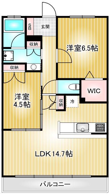 モアグレース名古屋駅(2LDK/4階)の間取り写真
