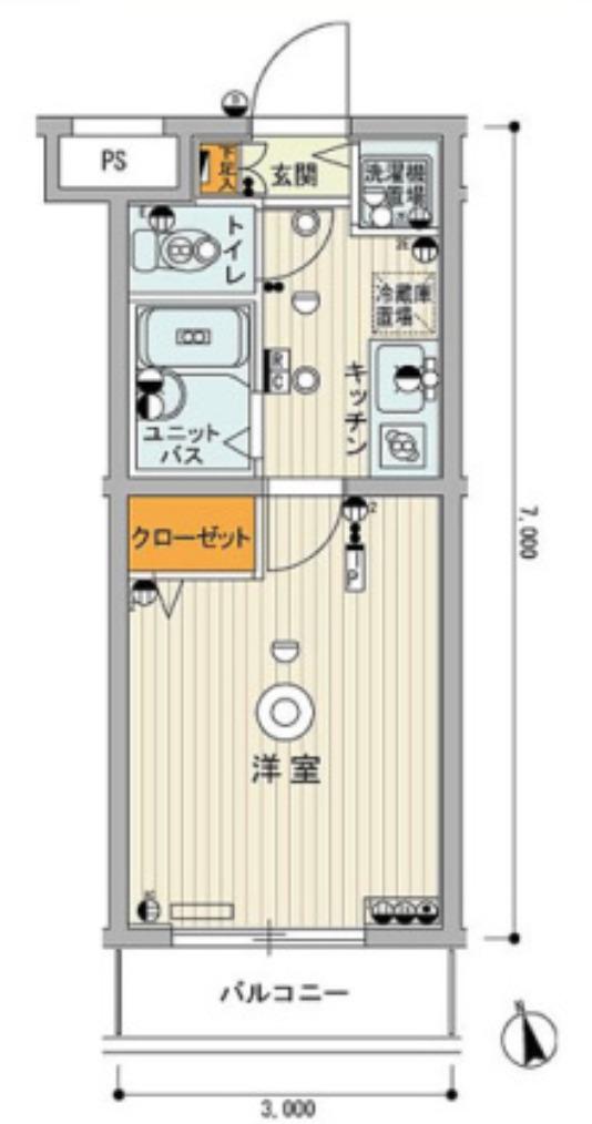 スカイコート中村橋第3(1K/4階)の間取り写真