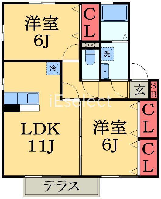 ソレアードⅠ(2LDK/1階)の間取り写真
