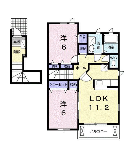 TOWA(2LDK/2階)の間取り写真