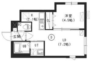 テラスケヤキ(1LDK/2階)の間取り写真