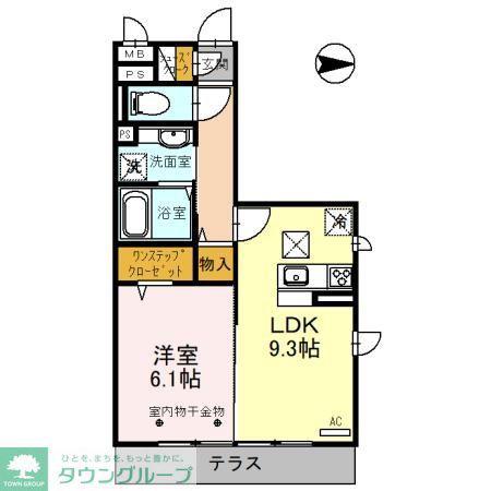 ルピナスV(1LDK/2階)の間取り写真
