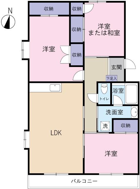 グランディール(3LDK/2階)の間取り写真