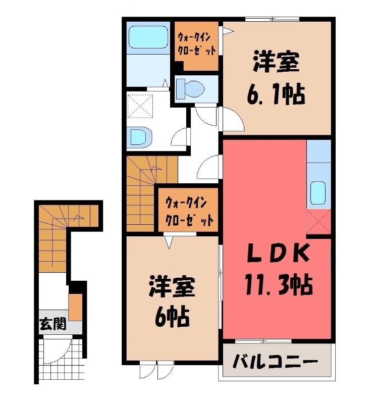 アルカンシエル・ド・ナナ I(2LDK/2階)の間取り写真