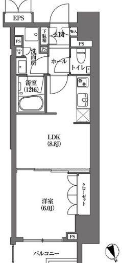 HAMACHO APARTMENTS(1LDK/5階)の間取り写真