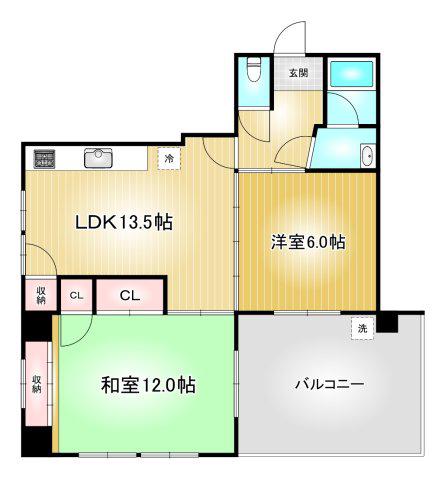 三洋ビル(2LDK/3階)の間取り写真