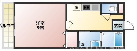 アーバンテラス東岡山II(1K/2階)の間取り写真