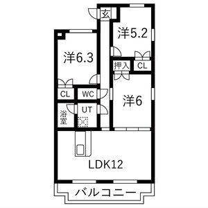 ふじ第二マンション(3LDK/2階)の間取り写真
