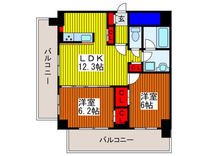 フクロク・レーヴ・マンション(2LDK/14階)の間取り写真