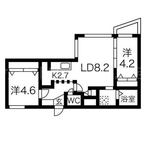 ラヴィ菊水(2LDK/4階)の間取り写真