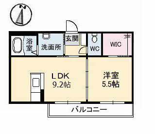 グランラシュレ B棟(1LDK/2階)の間取り写真
