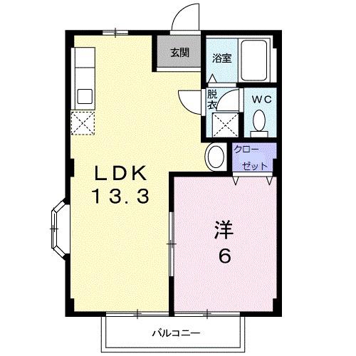 トラッドS(1LDK/2階)の間取り写真