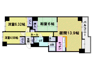 ル・ノール桜(3LDK/1階)の間取り写真
