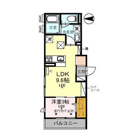 D-RESIDENCE飯能(1LDK/1階)の間取り写真