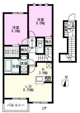 ファミリアB(2LDK/2階)の間取り写真