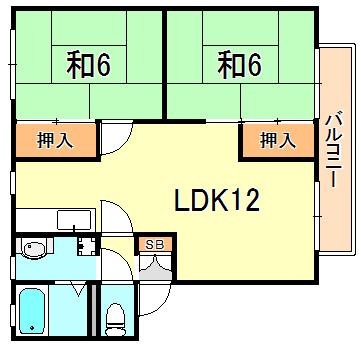 メルヴィルA棟(2LDK/2階)の間取り写真