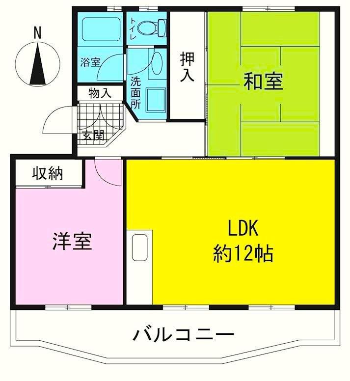 サンセゾン泉(2LDK/2階)の間取り写真