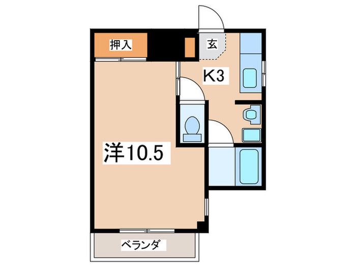 フォレストⅠ(1K/1階)の間取り写真