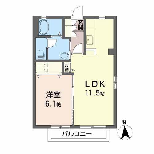 DISCUS F-1(1LDK/2階)の間取り写真