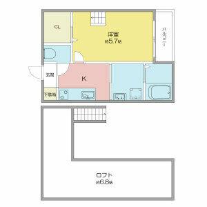 SUNLITGARDEN(1K/2階)の間取り写真