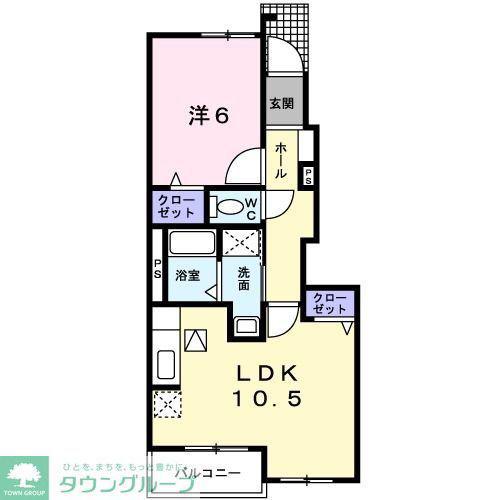 オースティンハウスI(1LDK/1階)の間取り写真