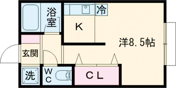 サカモトウエストI(ワンルーム/1階)の間取り写真