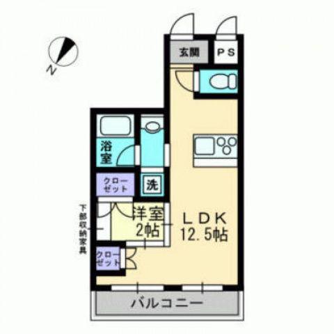 ライブタウン中央通(1LDK/8階)の間取り写真