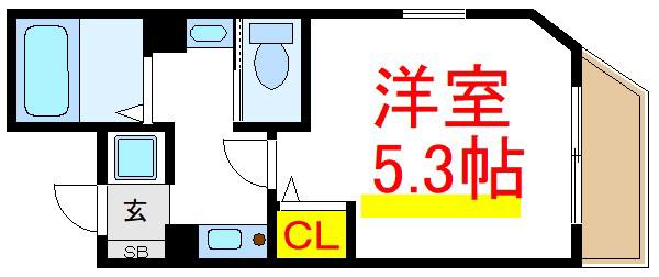 アッセンブル 六町(ワンルーム/2階)の間取り写真