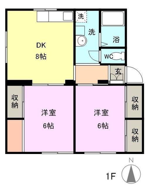 ソファレ藤井(2DK/1階)の間取り写真