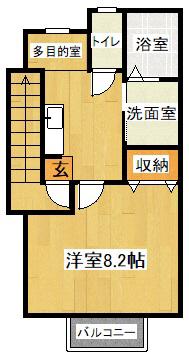 フォレスト南関A(1K/2階)の間取り写真