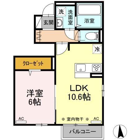 エスペランサ(1LDK/1階)の間取り写真