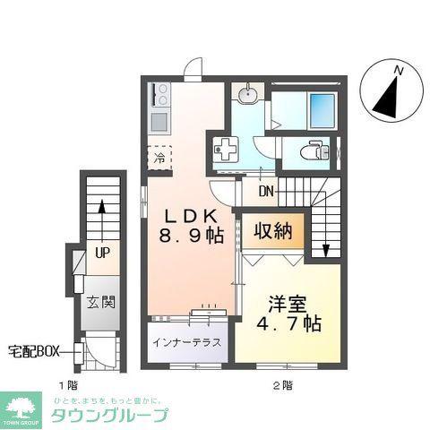 飛龍 高坂(1LDK/2階)の間取り写真