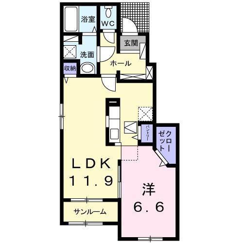ゴーズ ハイツ(1LDK/1階)の間取り写真